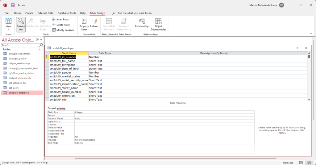 Creating and modifying database tables using VBA