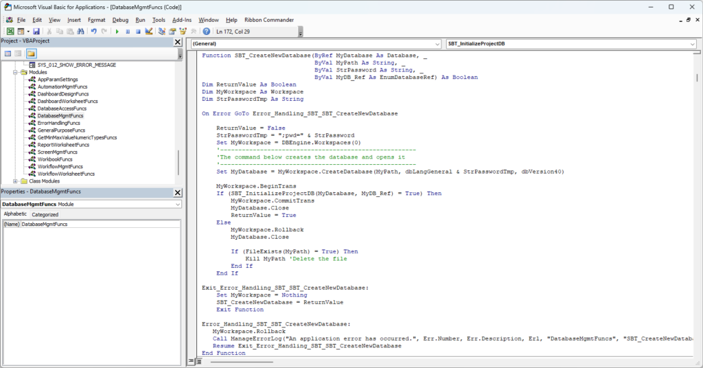 Creating a database using VBA