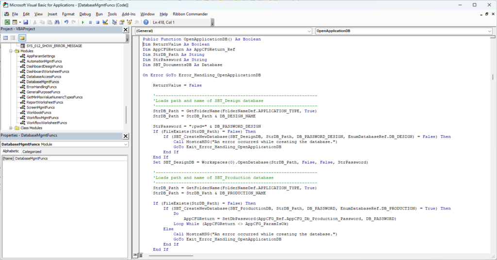 Opening a database using VBA